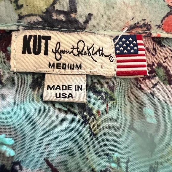 Kut from the Kloth Multicolor Henley Blouse -M - Picture 8 of 8